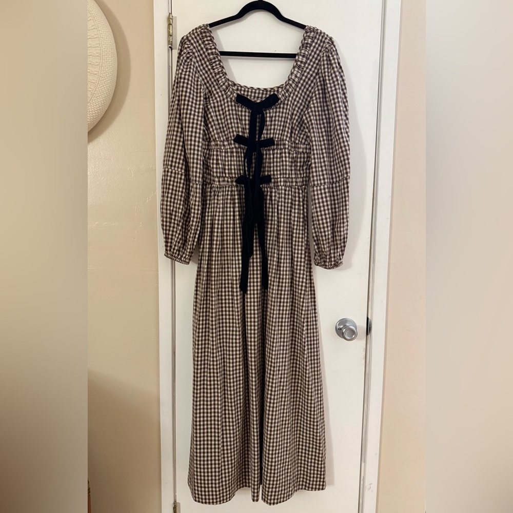 Damson Madder Dakota Gingham Puff-Sleeve Maxi Dress - Picture 2 of 6
